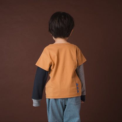恐竜レイヤードTシャツ　CAMEL