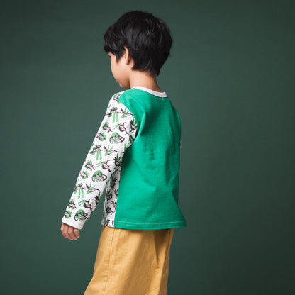 ポケットサスペンダー風Tシャツ【恐竜】　OFF-WHITE