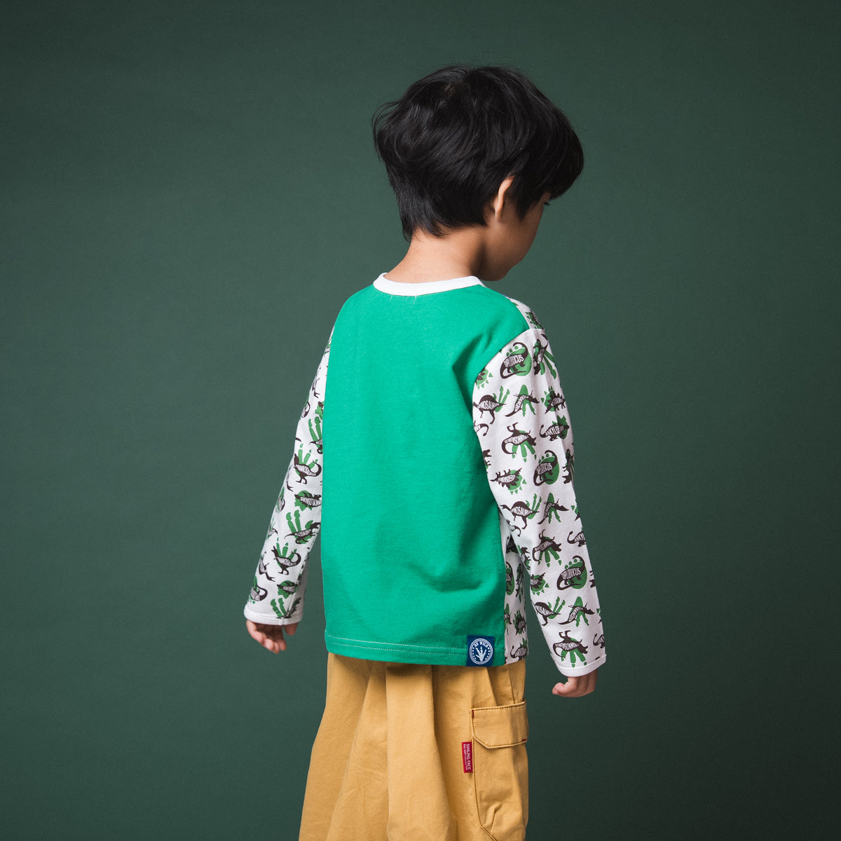 ポケットサスペンダー風Tシャツ【恐竜】　OFF-WHITE