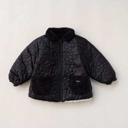 リバーシブルキルティングボアジャンパー　BLACK