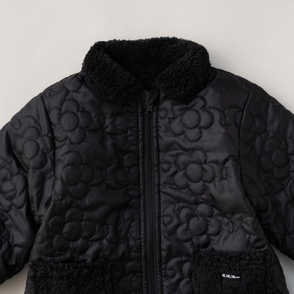 リバーシブルキルティングボアジャンパー　BLACK