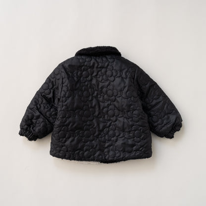 リバーシブルキルティングボアジャンパー　BLACK