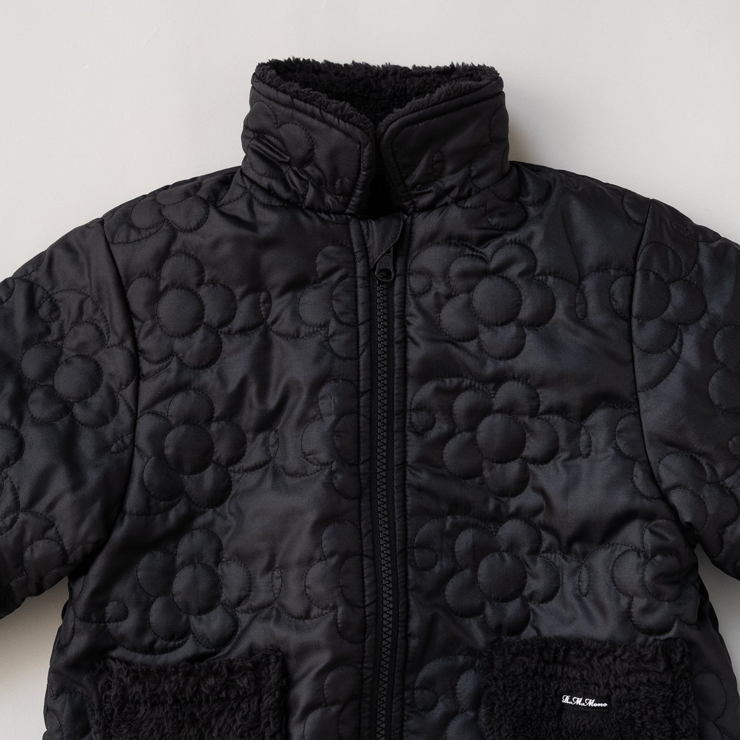 リバーシブルキルティングボアジャンパー　BLACK