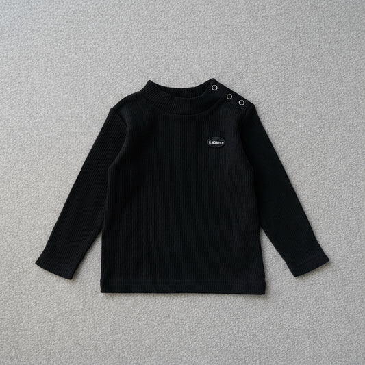 ジャガードリブハイネック　BLACK