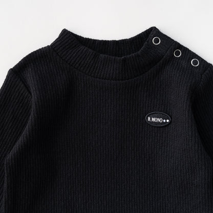 ジャガードリブハイネック　BLACK