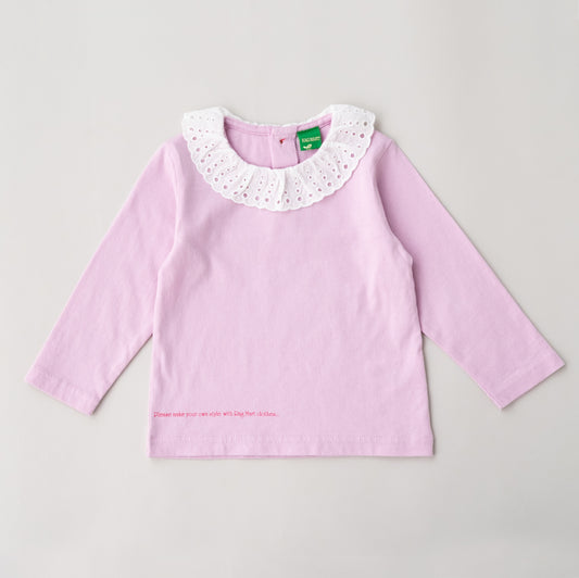 レース襟Tシャツ　PINK