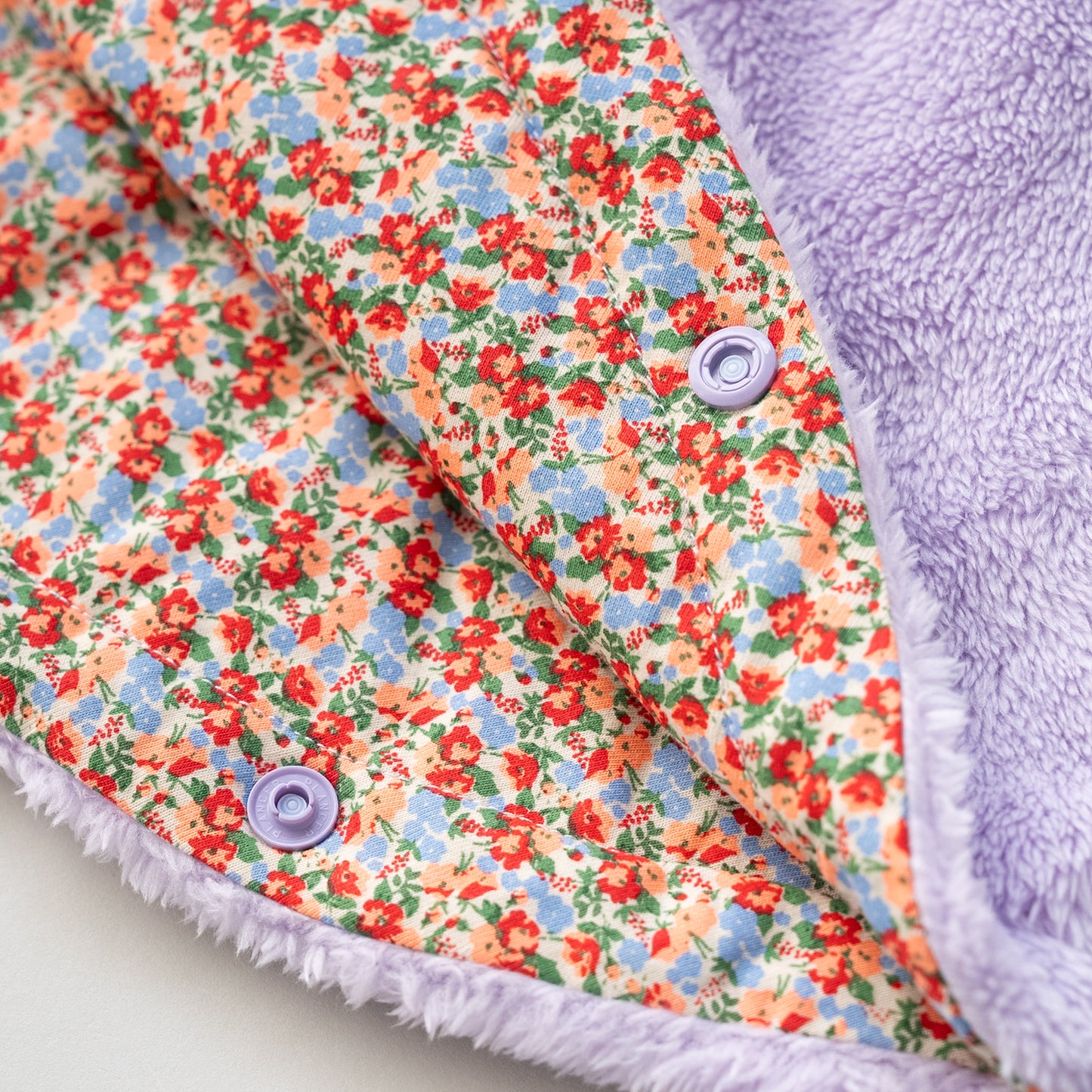 リバーシブルマント　【花柄】　PURPLE