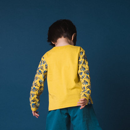 ポケットサスペンダー風Tシャツ【恐竜】　YELLOW