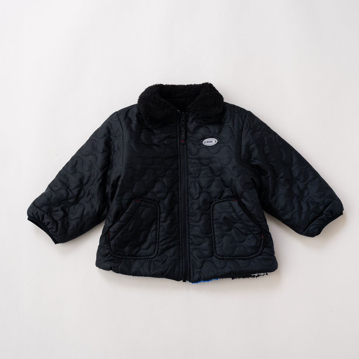 リバーシブルキルティングボアジャンパー　BLACK