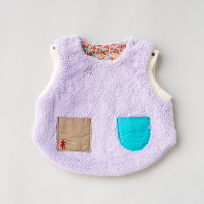 リバーシブルファーベルト　【花柄】　PURPLE