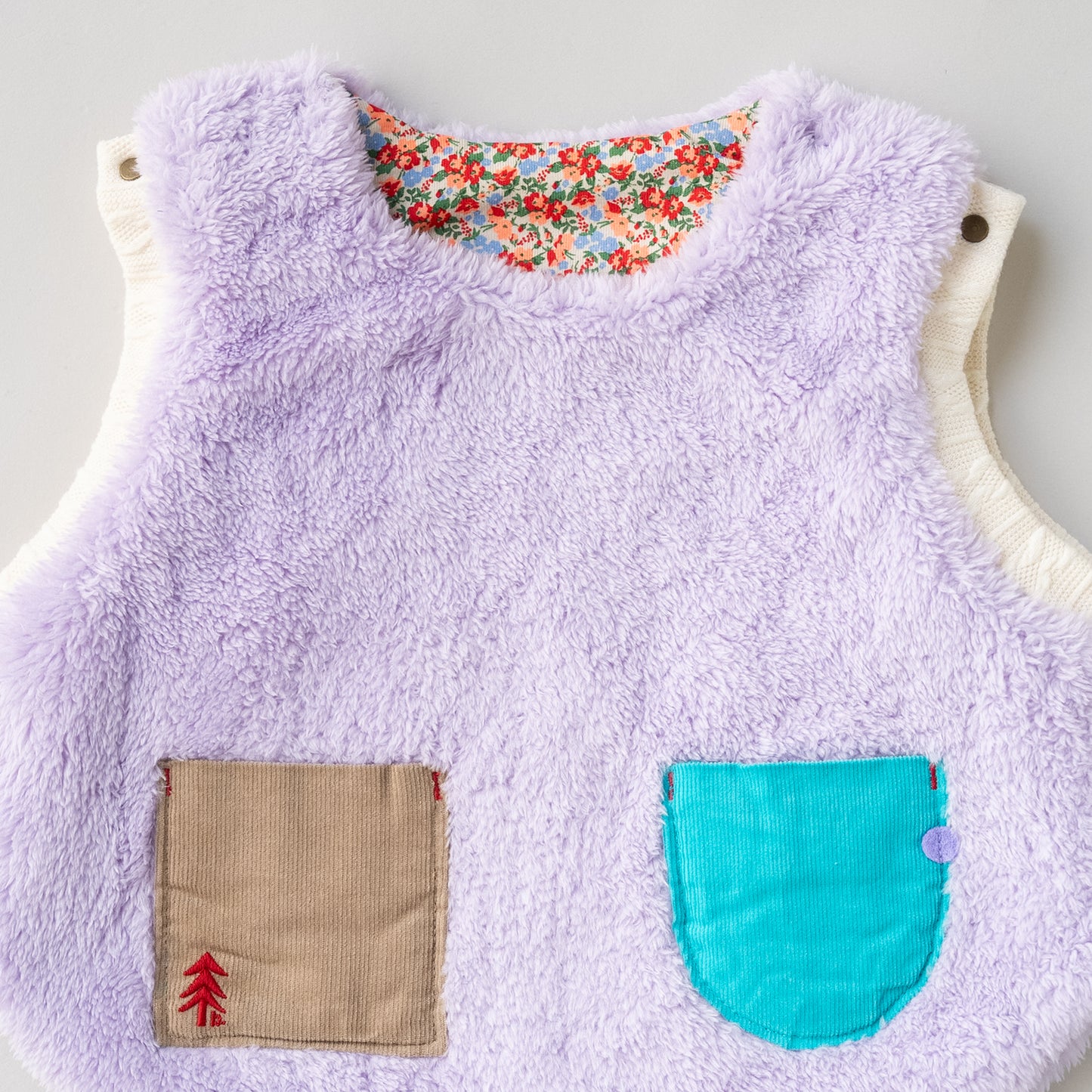 リバーシブルファーベルト　【花柄】　PURPLE