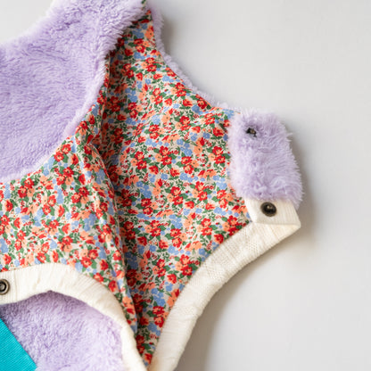 リバーシブルファーベルト　【花柄】　PURPLE