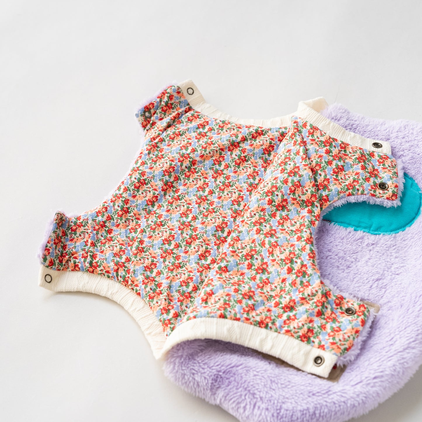 リバーシブルファーベルト　【花柄】　PURPLE