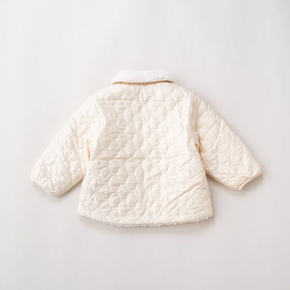 リバーシブルキルティングボアジャンパー　IVORY