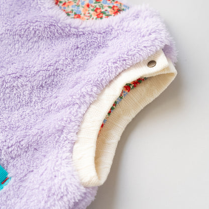 リバーシブルファーベルト　【花柄】　PURPLE