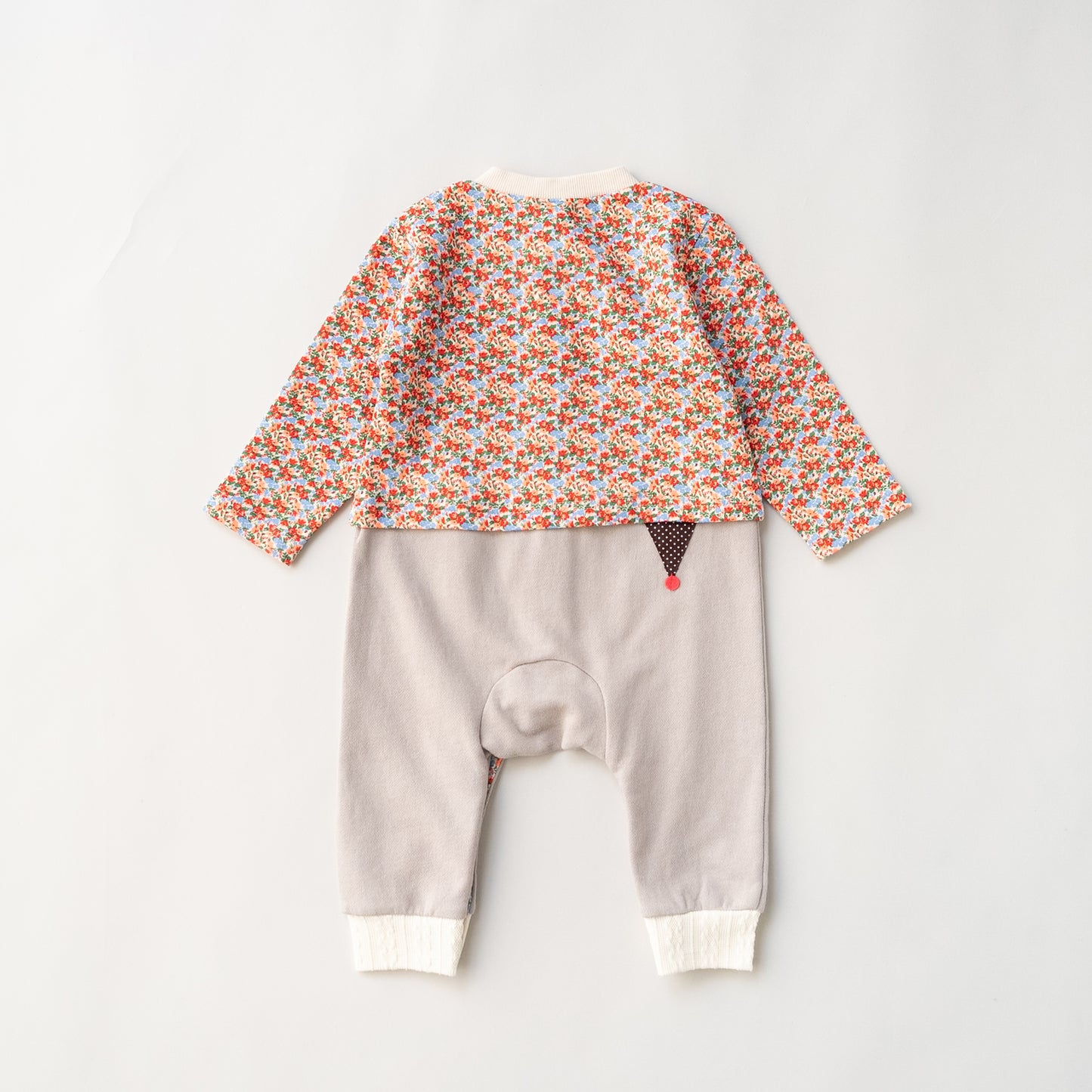 総柄カバーオール(帽子付)【花柄】　RED