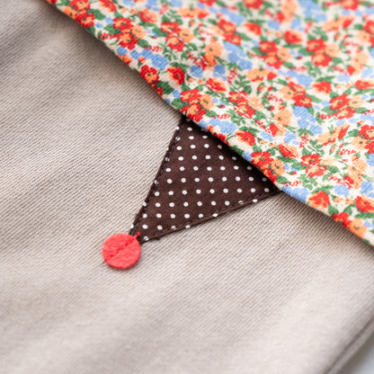 総柄カバーオール(帽子付)【花柄】　RED