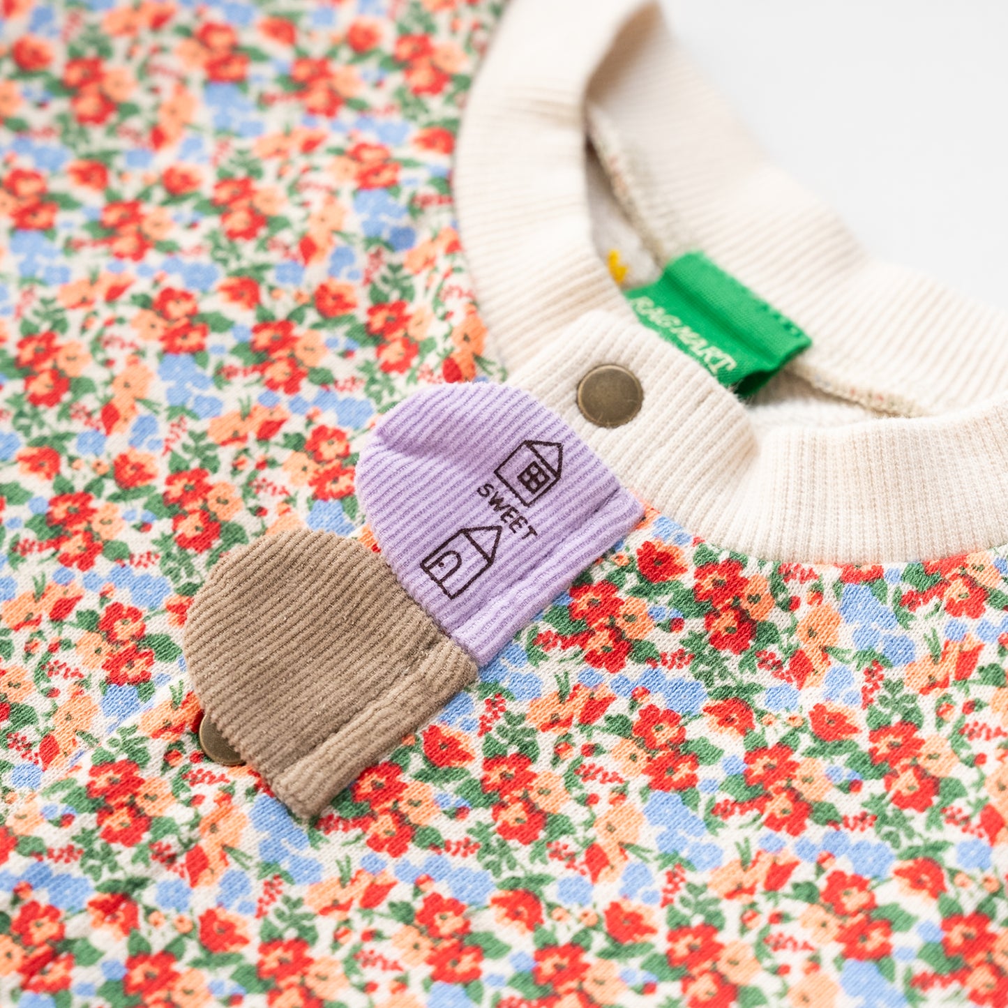 総柄カバーオール(帽子付)【花柄】　RED