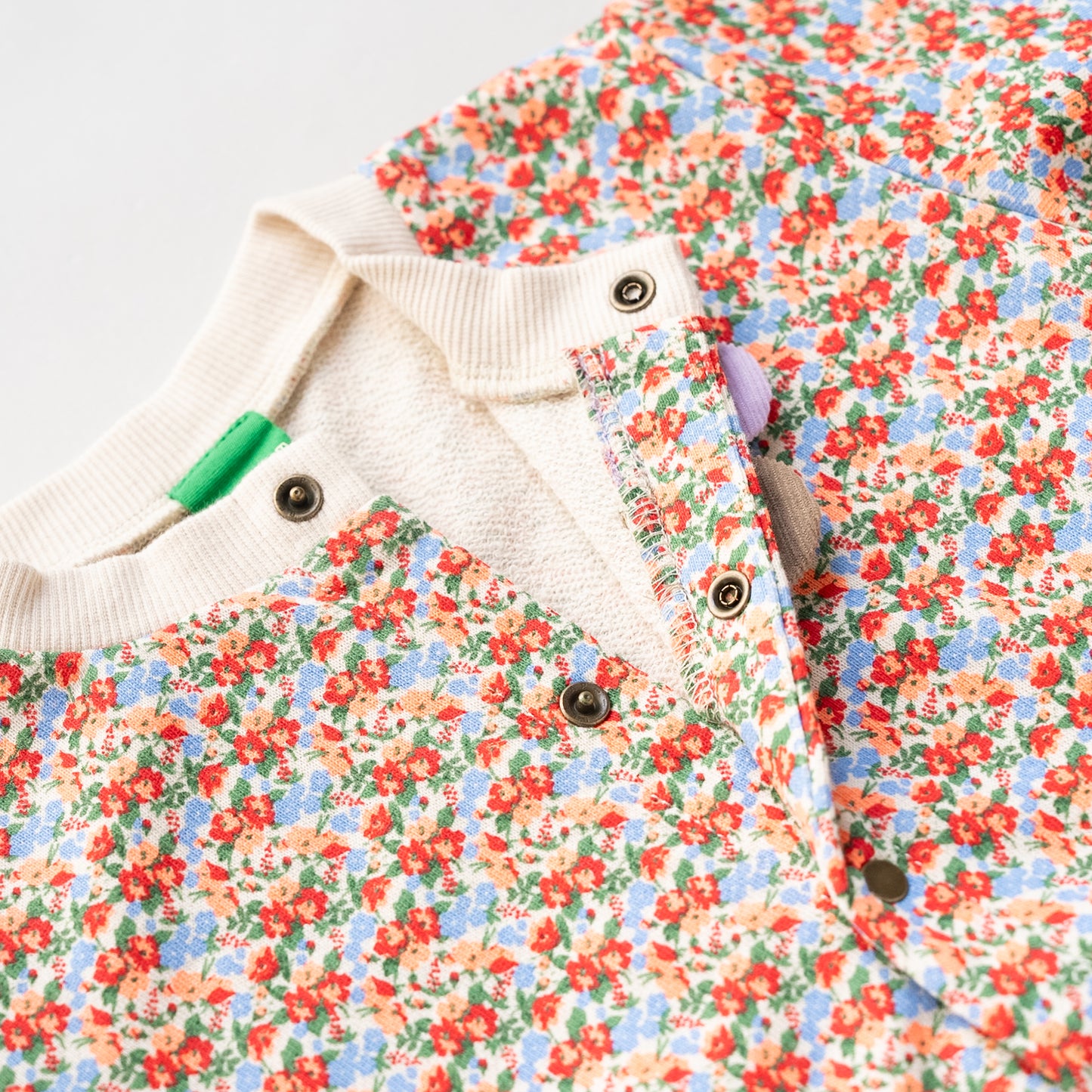 総柄カバーオール(帽子付)【花柄】　RED