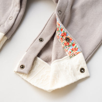 総柄カバーオール(帽子付)【花柄】　RED