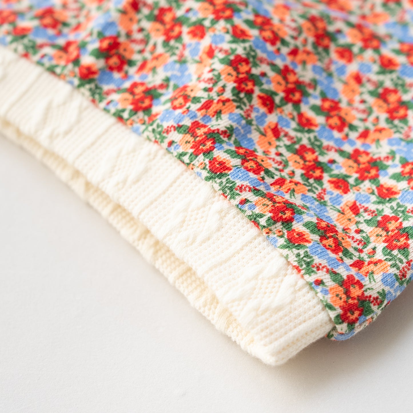 総柄カバーオール(帽子付)【花柄】　RED