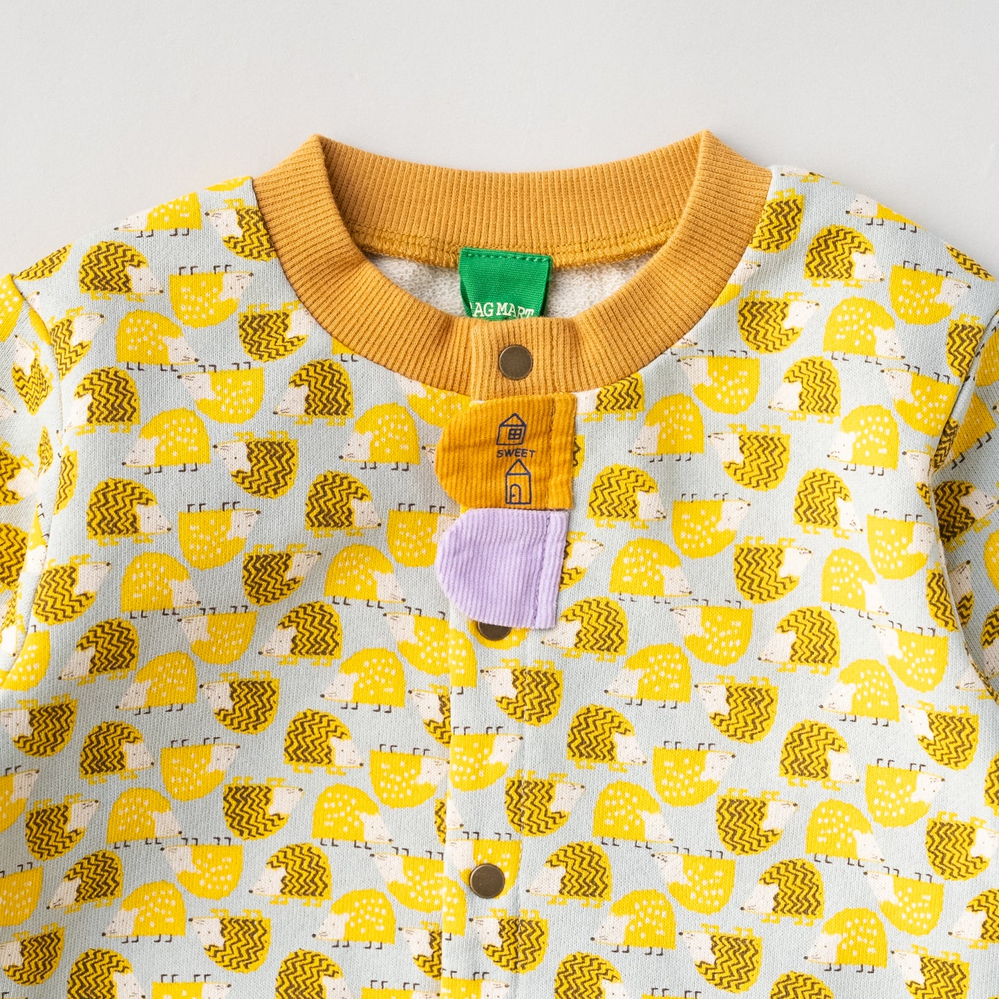 総柄カバーオール(帽子付)【はりねずみ】　YELLOW