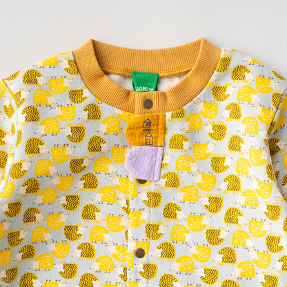 総柄カバーオール(帽子付)【はりねずみ】　YELLOW