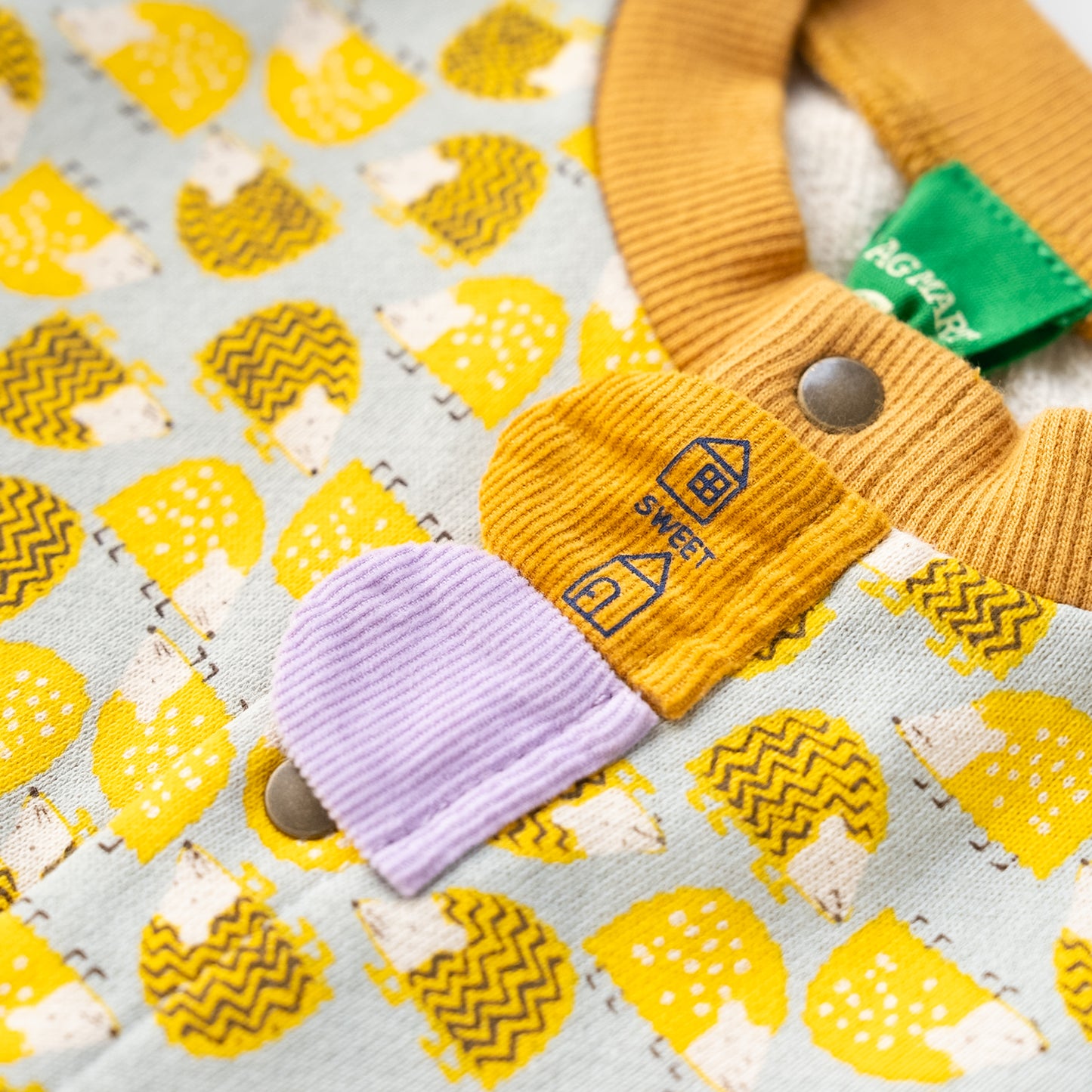 総柄カバーオール(帽子付)【はりねずみ】　YELLOW