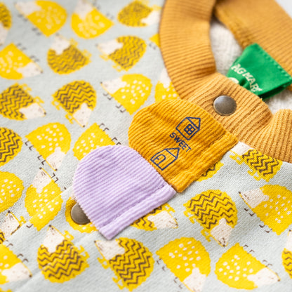 総柄カバーオール(帽子付)【はりねずみ】　YELLOW