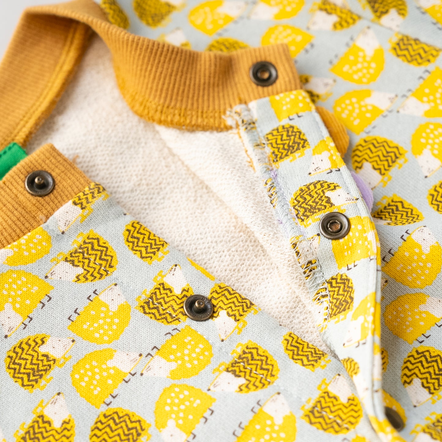 総柄カバーオール(帽子付)【はりねずみ】　YELLOW