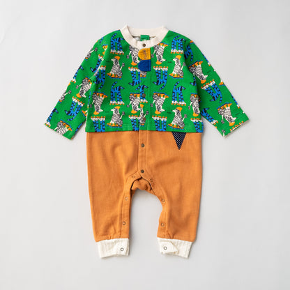 総柄カバーオール(帽子付)【いぬ】　GREEN