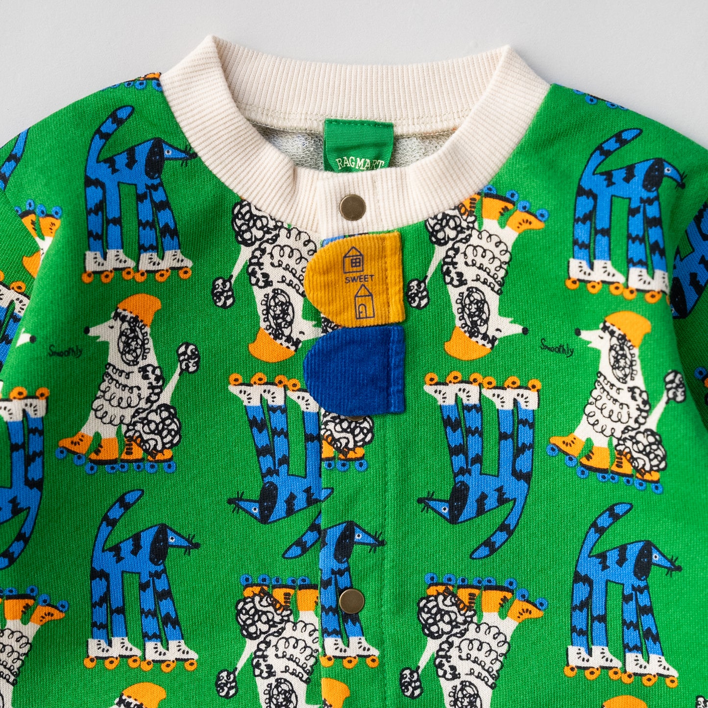 総柄カバーオール(帽子付)【いぬ】　GREEN