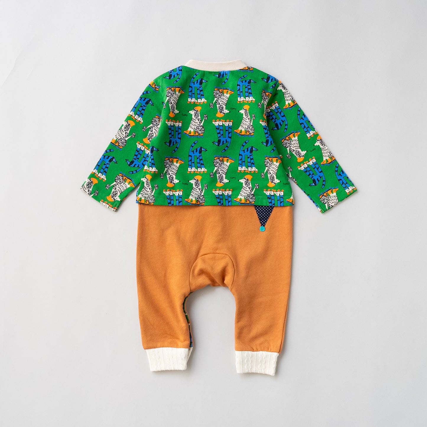 総柄カバーオール(帽子付)【いぬ】　GREEN