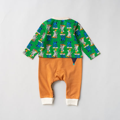 総柄カバーオール(帽子付)【いぬ】　GREEN