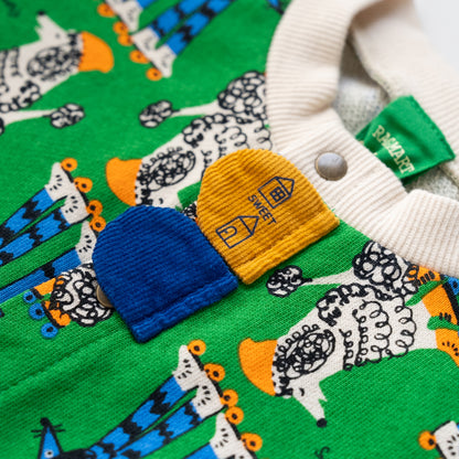 総柄カバーオール(帽子付)【いぬ】　GREEN