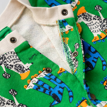 総柄カバーオール(帽子付)【いぬ】　GREEN