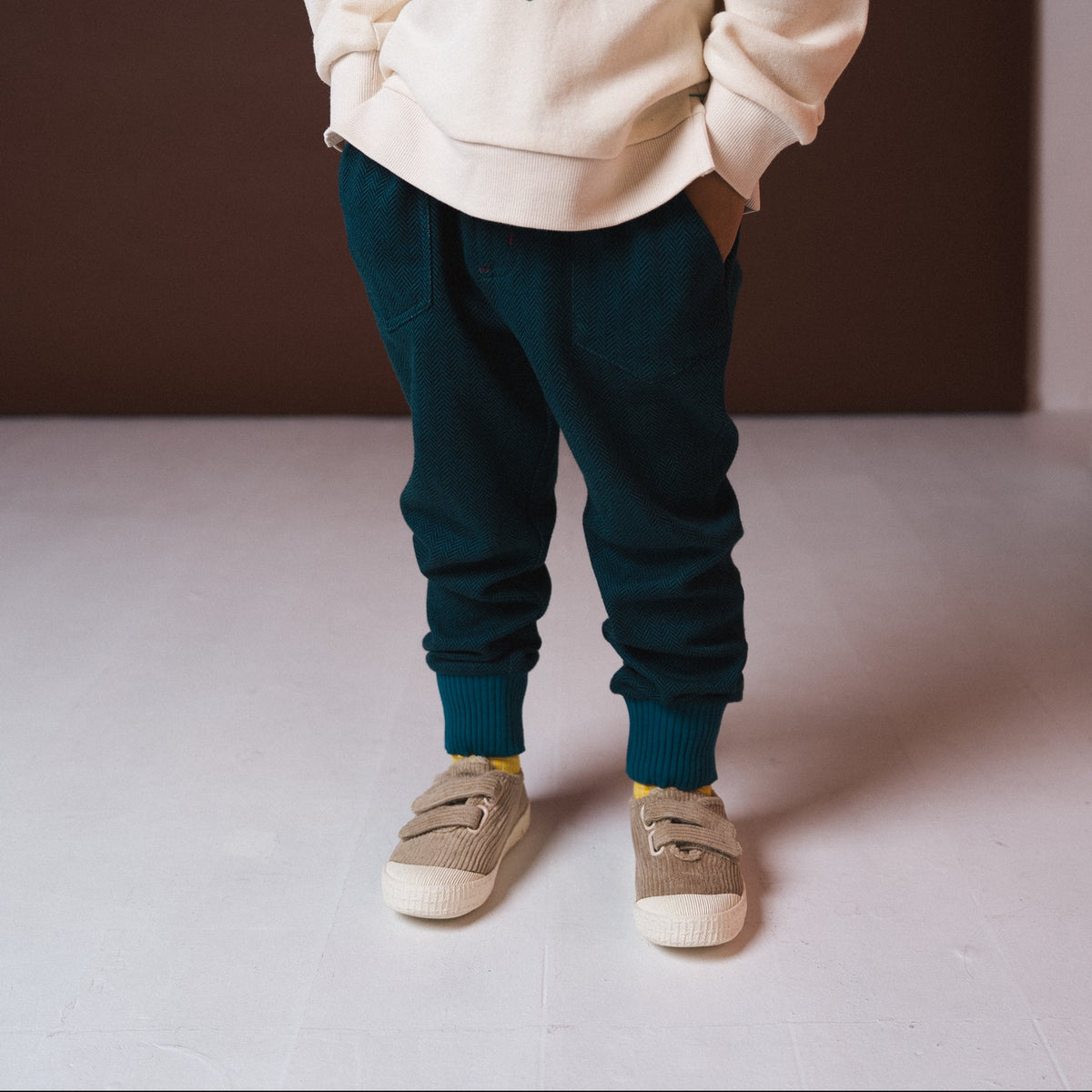 ジャガードニットリブパンツ　BLUE