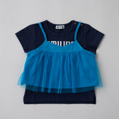 Tシャツ＆チュールキャミセット　BLUE