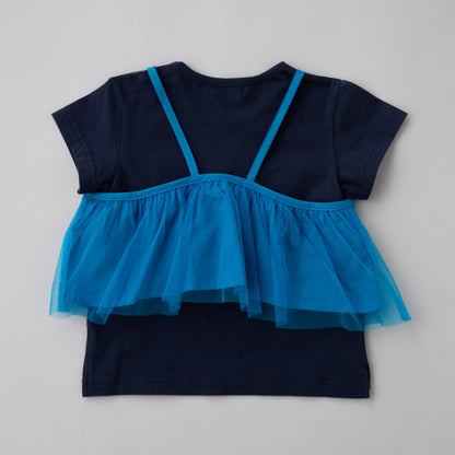Tシャツ＆チュールキャミセット　BLUE