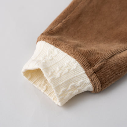 ニットコールリブパンツ　BROWN