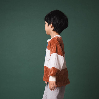 ヘンリーネックモールニットトレーナー　BROWN