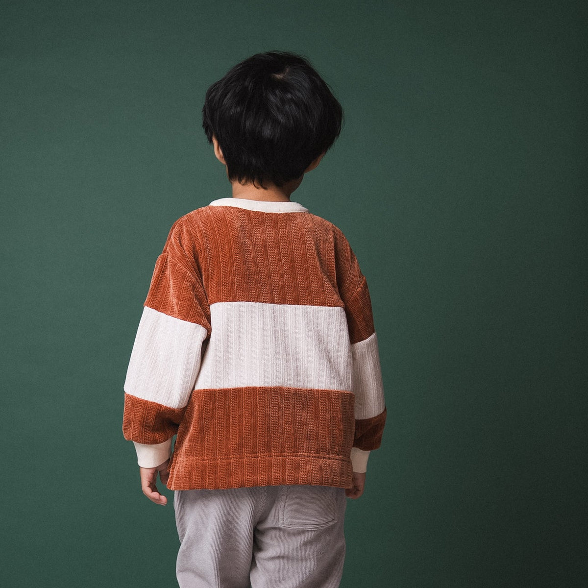 ヘンリーネックモールニットトレーナー　BROWN