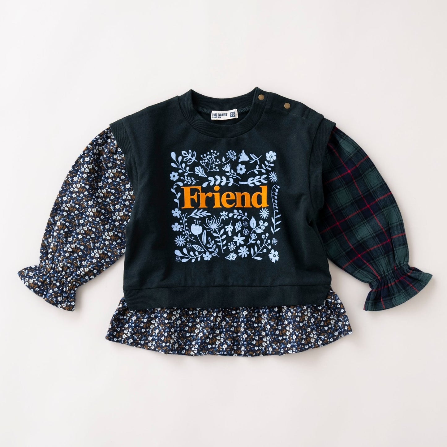 レイヤード風Friendトレーナー　NAVY