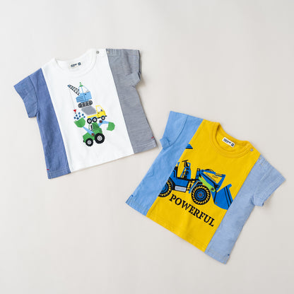 サイド切り替えTシャツ 【ブルドーザー】　 YELLOW