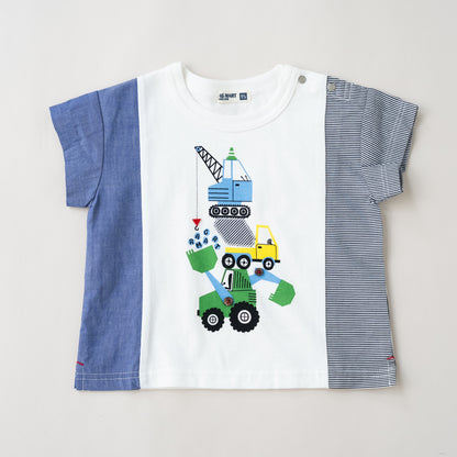 サイド切り替えTシャツ【クレーン車】　 OFF-WHITE