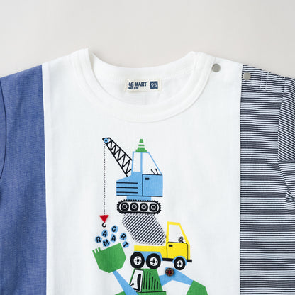 サイド切り替えTシャツ【クレーン車】　 OFF-WHITE