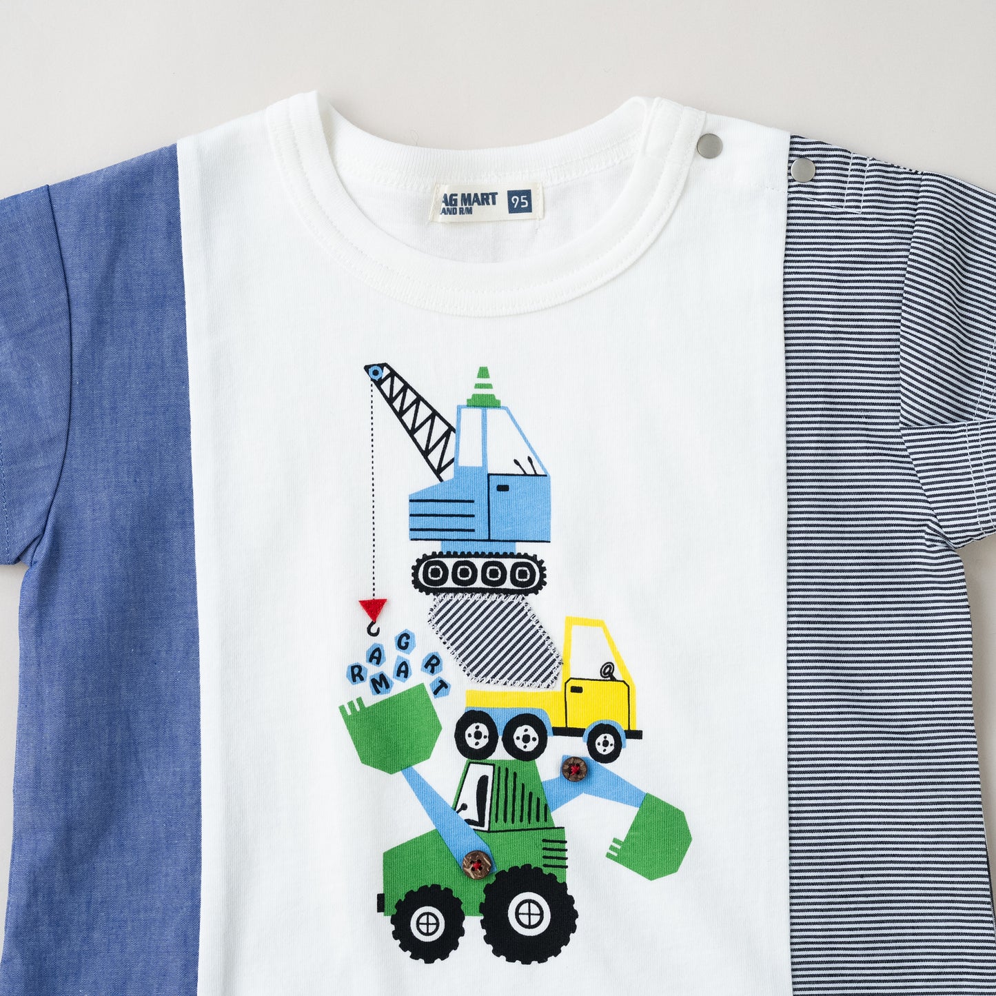 サイド切り替えTシャツ【クレーン車】　 OFF-WHITE