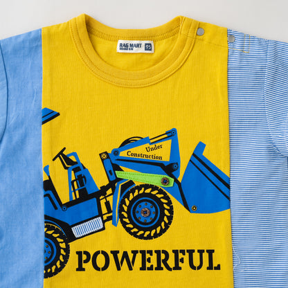 サイド切り替えTシャツ 【ブルドーザー】　 YELLOW