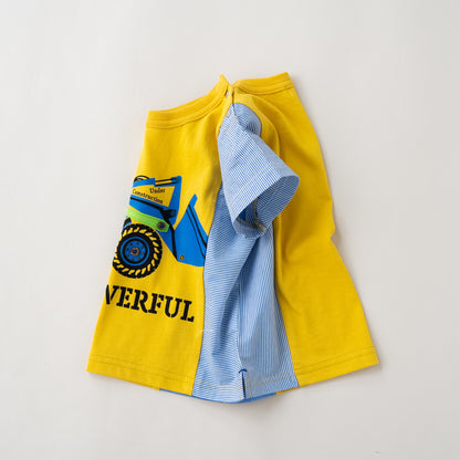 サイド切り替えTシャツ 【ブルドーザー】　 YELLOW
