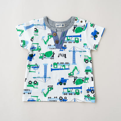 ヘンリーネックTシャツ 【はたらくクルマ】　 OFF-WHITE